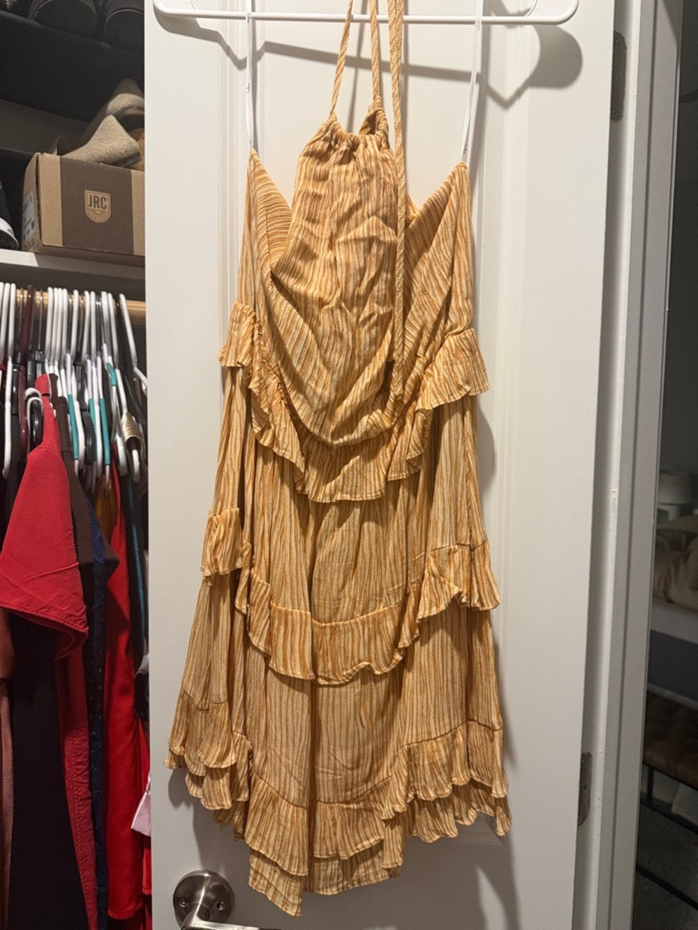 Lulu's Mustard Yellow Ruffle Tiered Mini Dress